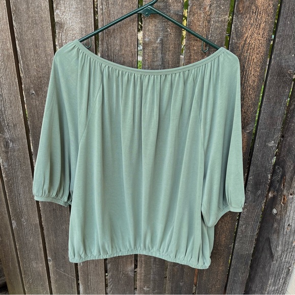 Lucky Brand Sandwashed Peasant Top In Green Sz XL - Picture 2 of 11